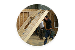 People putting up wall